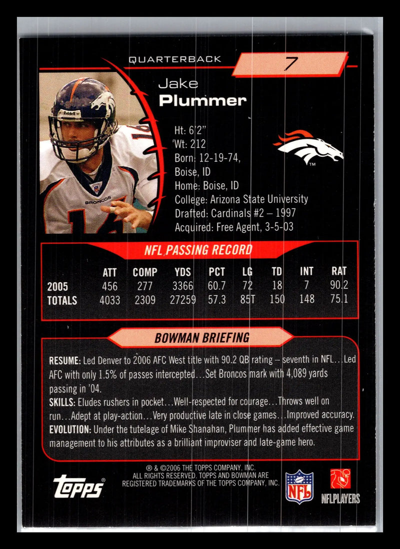 2006 Bowman #7 Jake Plummer Denver Broncos - Football Card Single