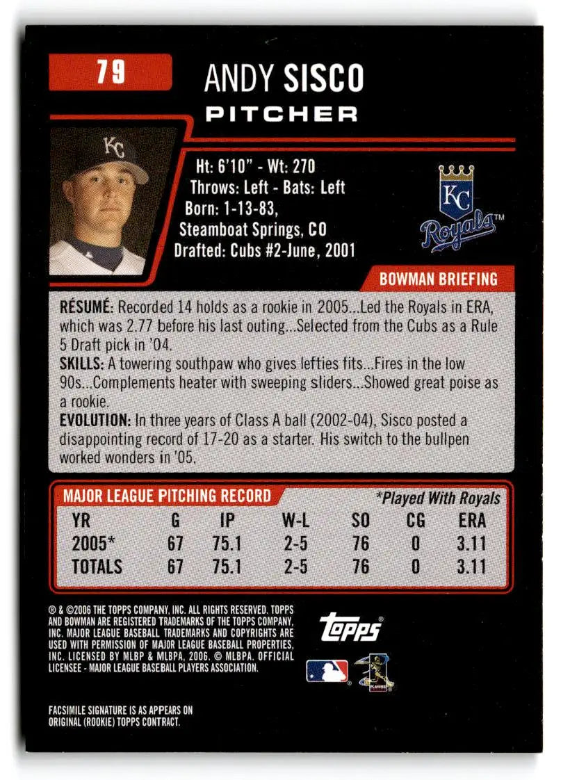 2006 Bowman #79 Andy Sisco - Baseball Card Single