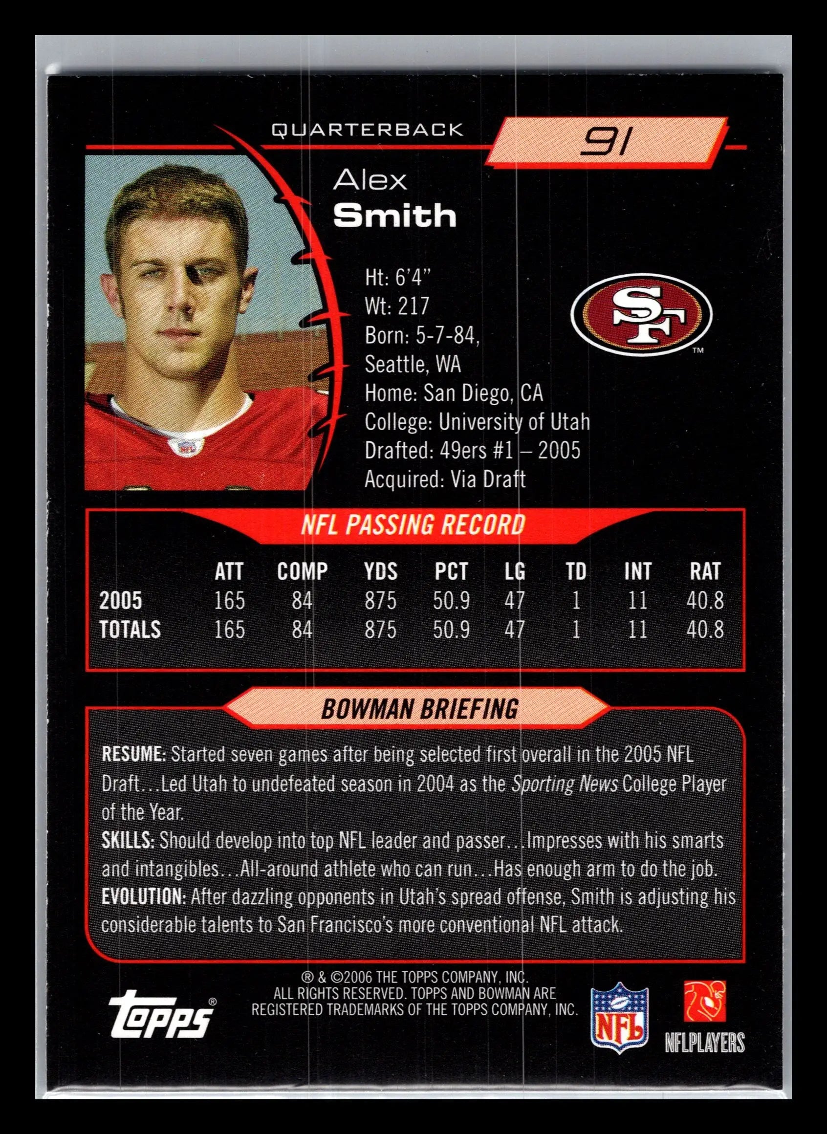 2006 Bowman #91 Alex Smith San Francisco 49ers