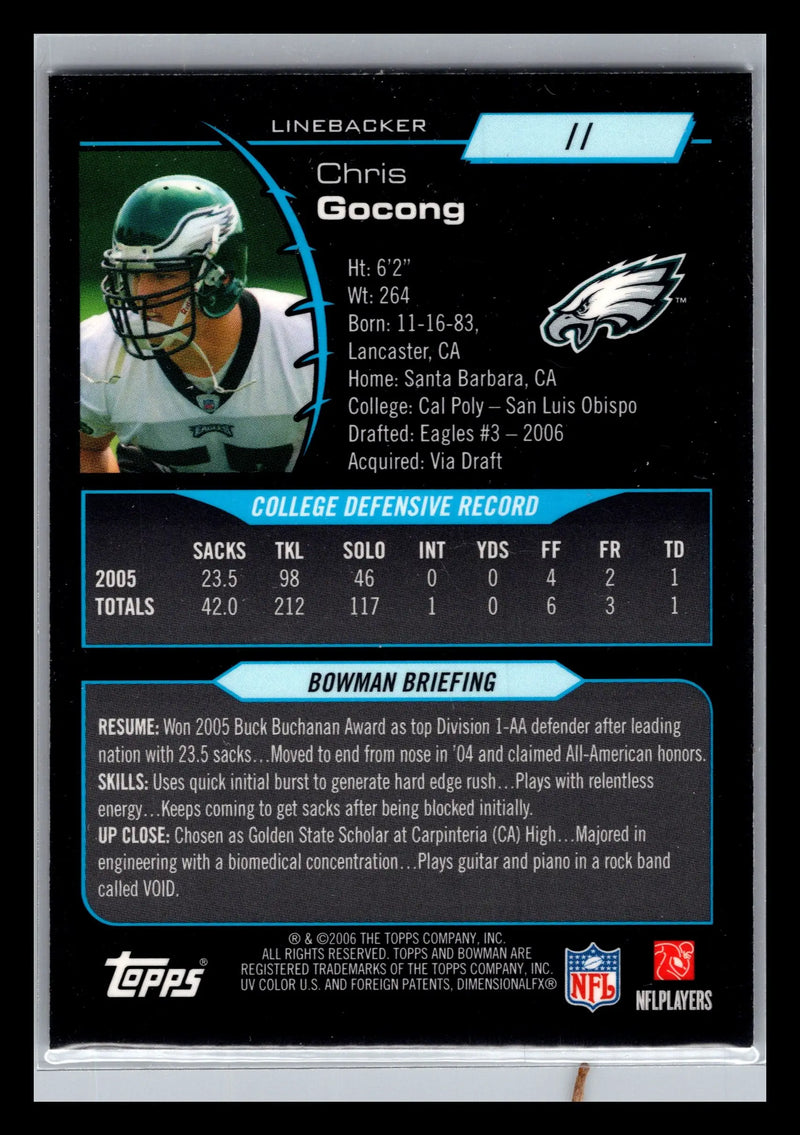 2006 Bowman Chrome #11 Chris Gocong Philadelphia Eagles Rookie - Football Card Single