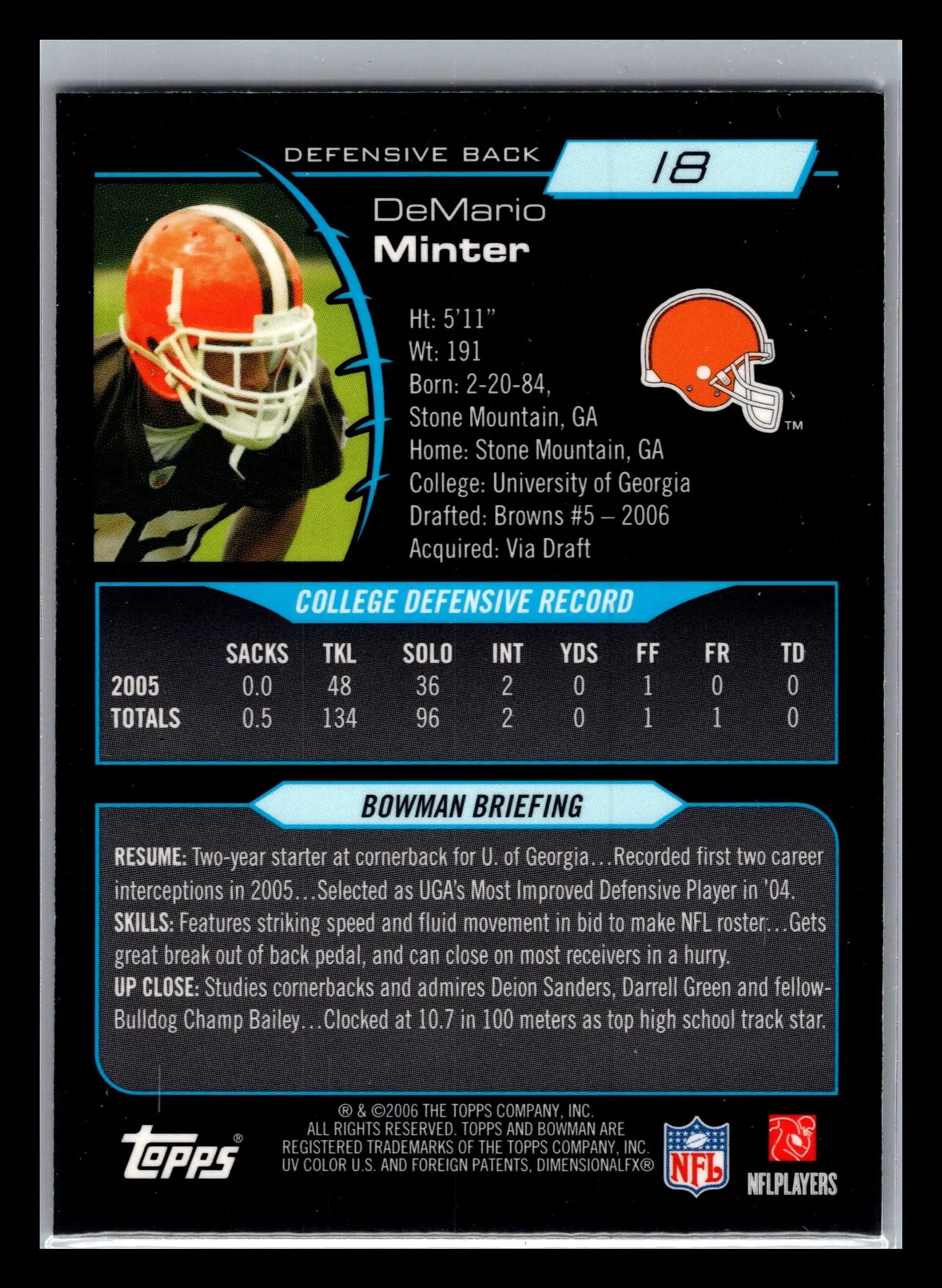 2006 Bowman Chrome #18 DeMario Minter Cleveland Browns Rookie - Football Card Single