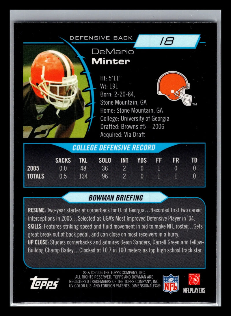 2006 Bowman Chrome #18 DeMario Minter Cleveland Browns Rookie - Football Card Single