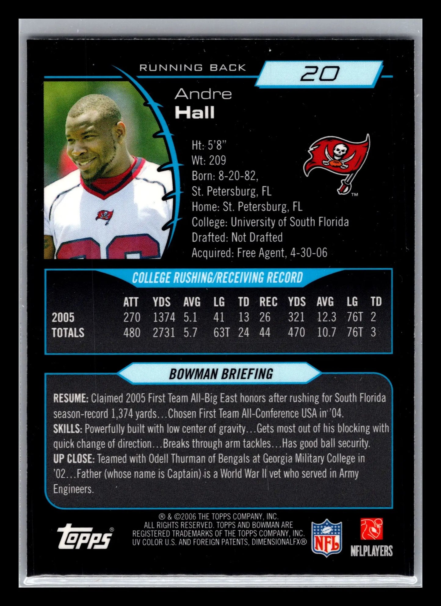 2006 Bowman Chrome #20 Andre Hall Tampa Bay Buccaneers Rookie - Football Card Single