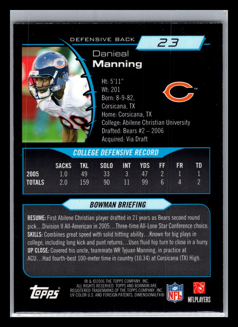 2006 Bowman Chrome #23 Danieal Manning Chicago Bears Rookie - Football Card Single