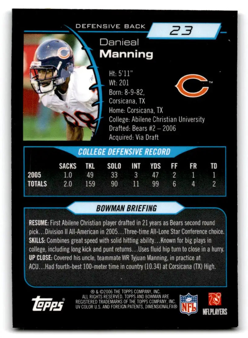 2006 Bowman Chrome #23 Danieal Manning - Football Card Single