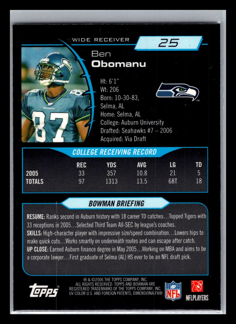 2006 Bowman Chrome #25 Ben Obomanu Seattle Seahawks Rookie - Football Card Single