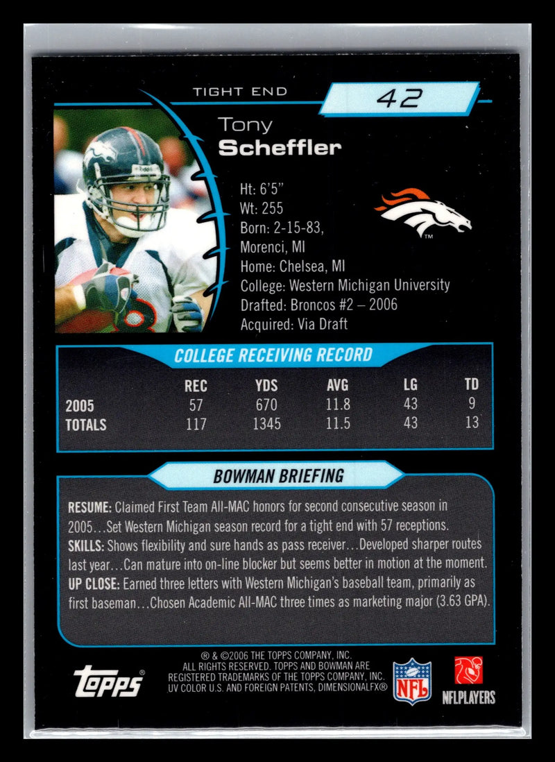 2006 Bowman Chrome #42 Tony Scheffler Denver Broncos Rookie - Football Card Single