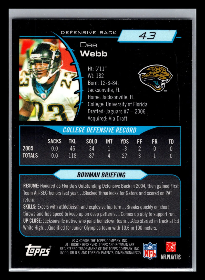 2006 Bowman Chrome #43 Dee Webb Jacksonville Jaguars Rookie - Football Card Single