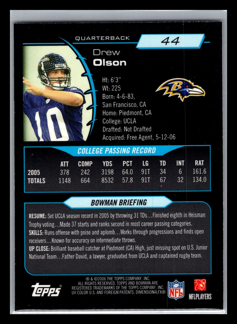 2006 Bowman Chrome #44 Drew Olson Baltimore Ravens Rookie