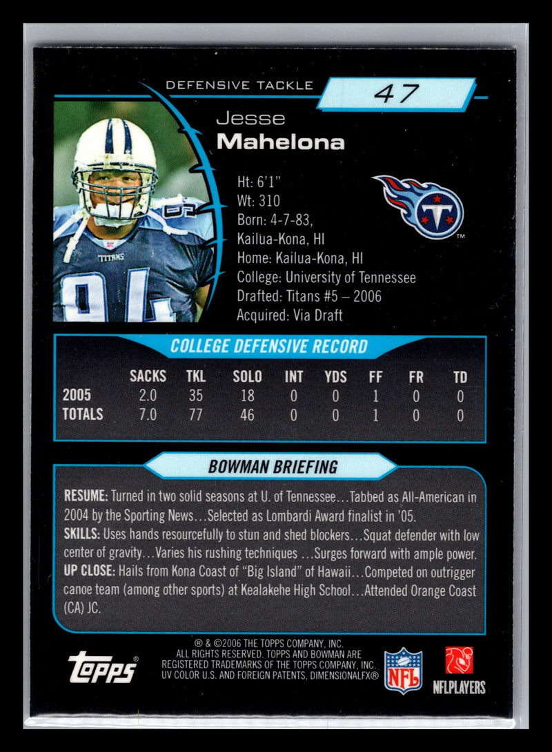 2006 Bowman Chrome #47 Jesse Mahelona Tennessee Titans Rookie - Football Card Single