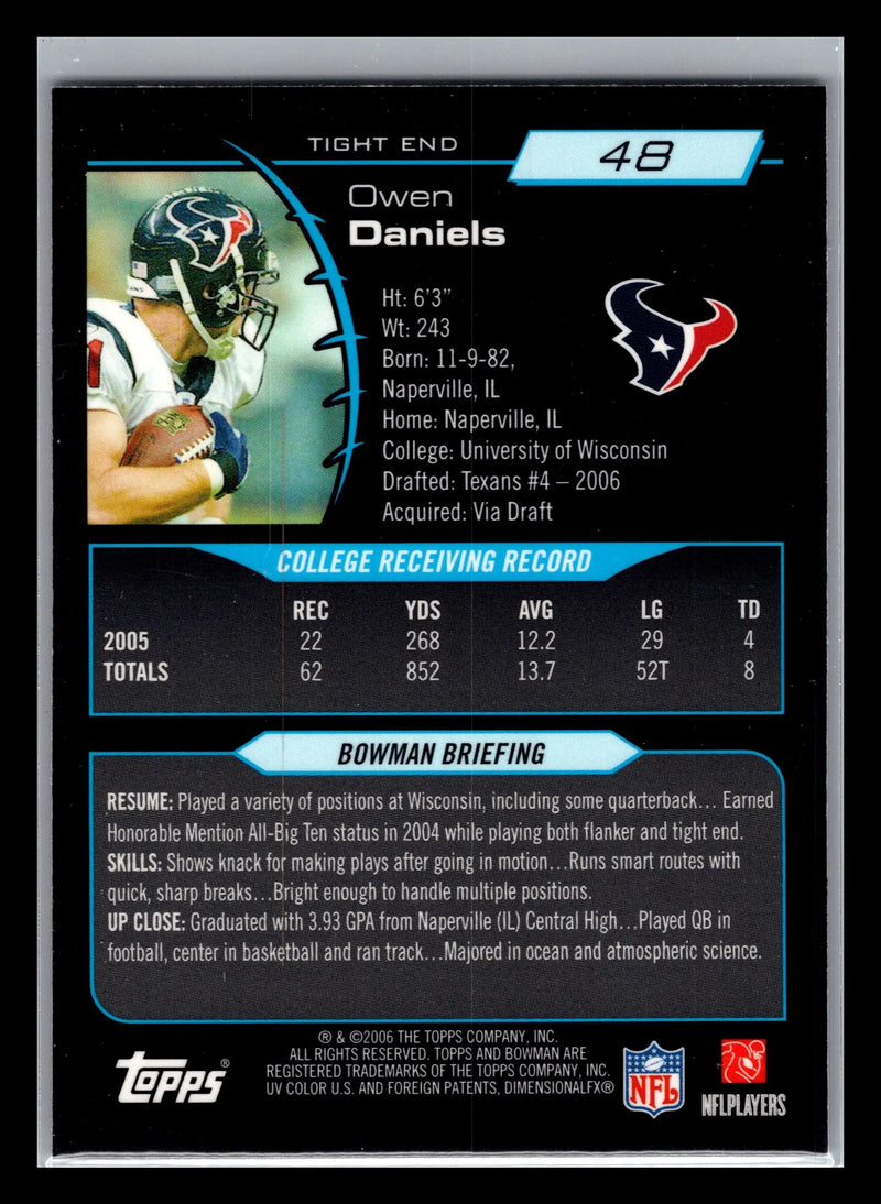 2006 Bowman Chrome #48 Owen Daniels Houston Texans Rookie - Football Card Single