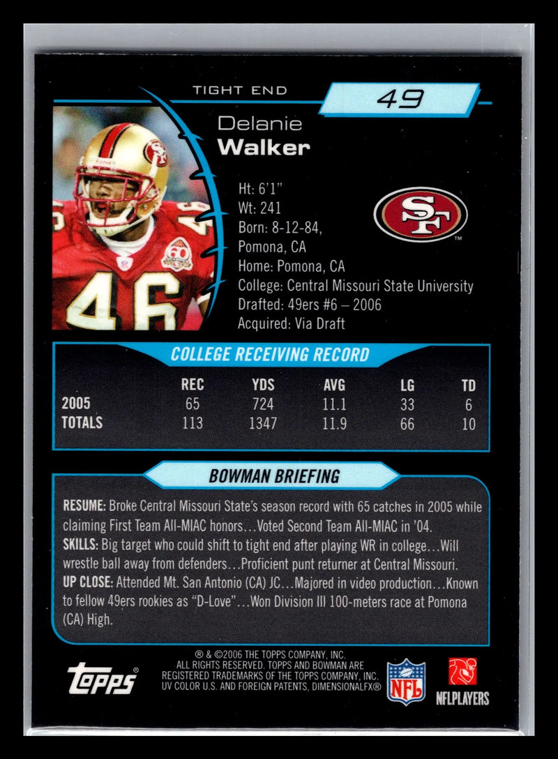 2006 Bowman Chrome #49 Delanie Walker San Francisco 49ers Rookie - Football Card Single