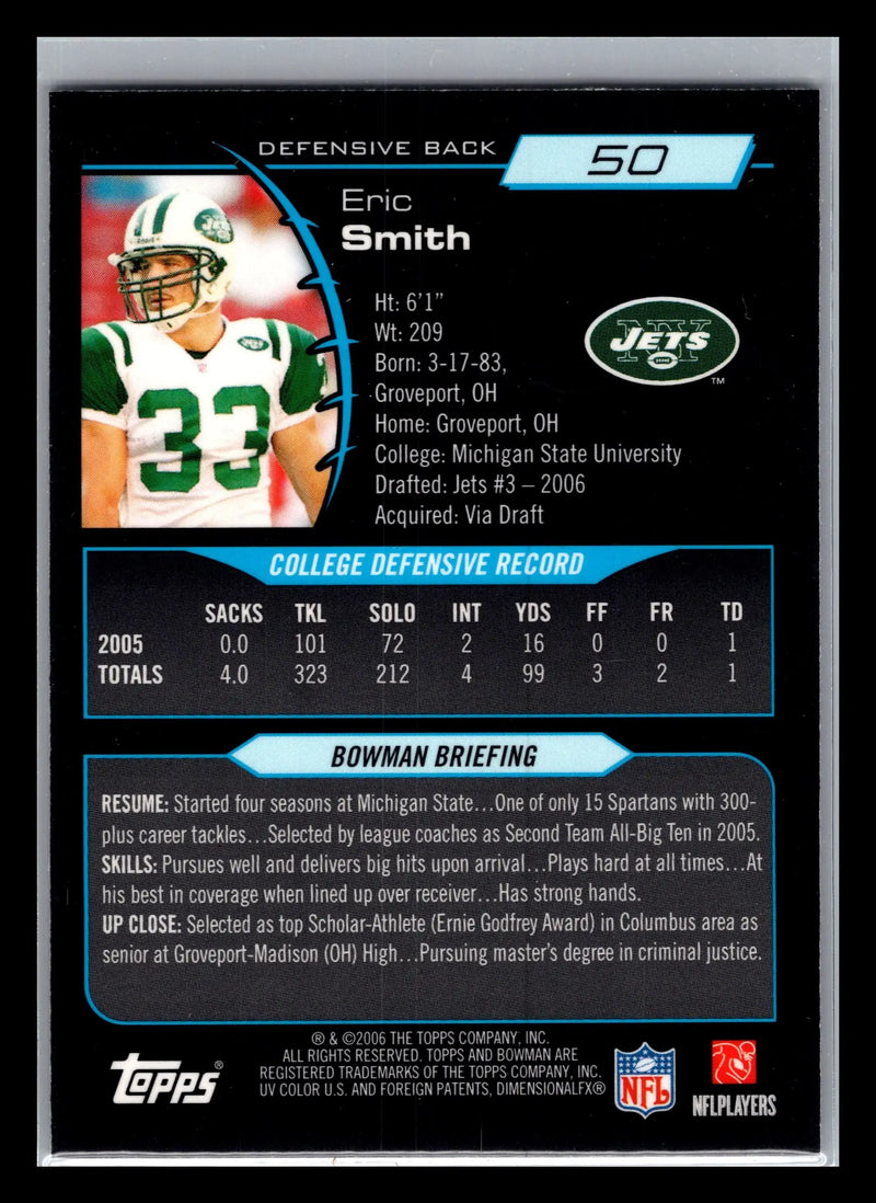 2006 Bowman Chrome #50 Eric Smith New York Jets Rookie - Football Card Single