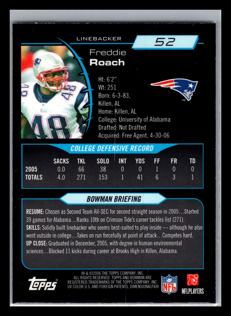 2006 Bowman Chrome #52 Freddie Roach New England Patriots Rookie - Football Card Single