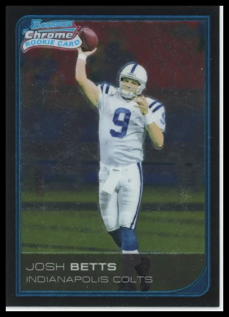 Chrome football card featuring Josh Betts in white jersey and blue pants with Indianapolis Colts logo