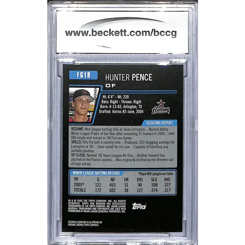 2006 Bowman Draft Picks Future’s Game #FG18 Hunter Pence BCCG 10 Mint or Better Houston Astros - Baseball Card Single