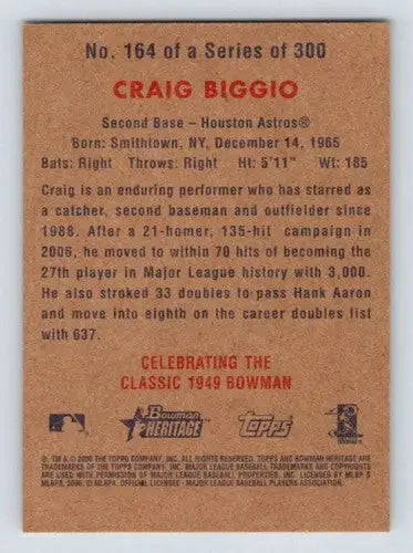 2006 Bowman Heritage #164 Craig Biggio NM-MT Astros ID:57934 - Baseball Card Single