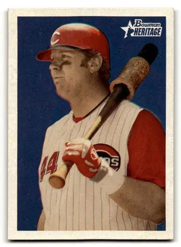 Original gloss baseball card of Adam Dunn Cincinnati Reds with bat over shoulder
