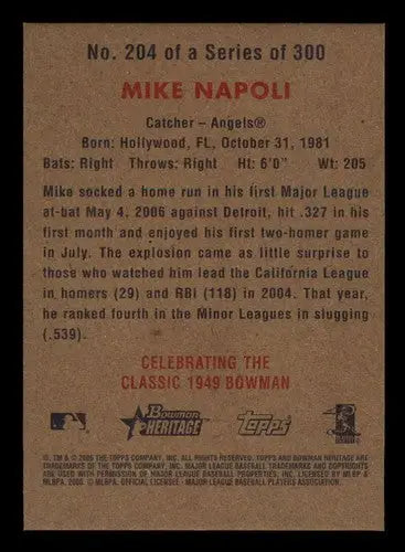 2006 Bowman Heritage Chrome #204 Mike Napoli NM Near Mint Angels ID:81509 - Baseball Card Single