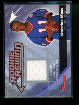 2006 Bowman Rookie Rewind Sinorice Moss #BRR-SM Player-worn Throwback Patch - Sports Memorabilia