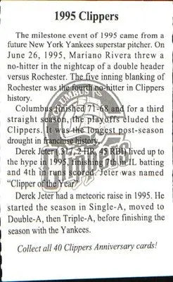 2006 Columbus Clippers Program Cards #NNO Derek Jeter - Baseball Card Single