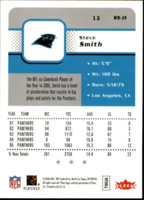 2006 Fleer #13 Steve Smith NM-MT Panthers - Football Card Single