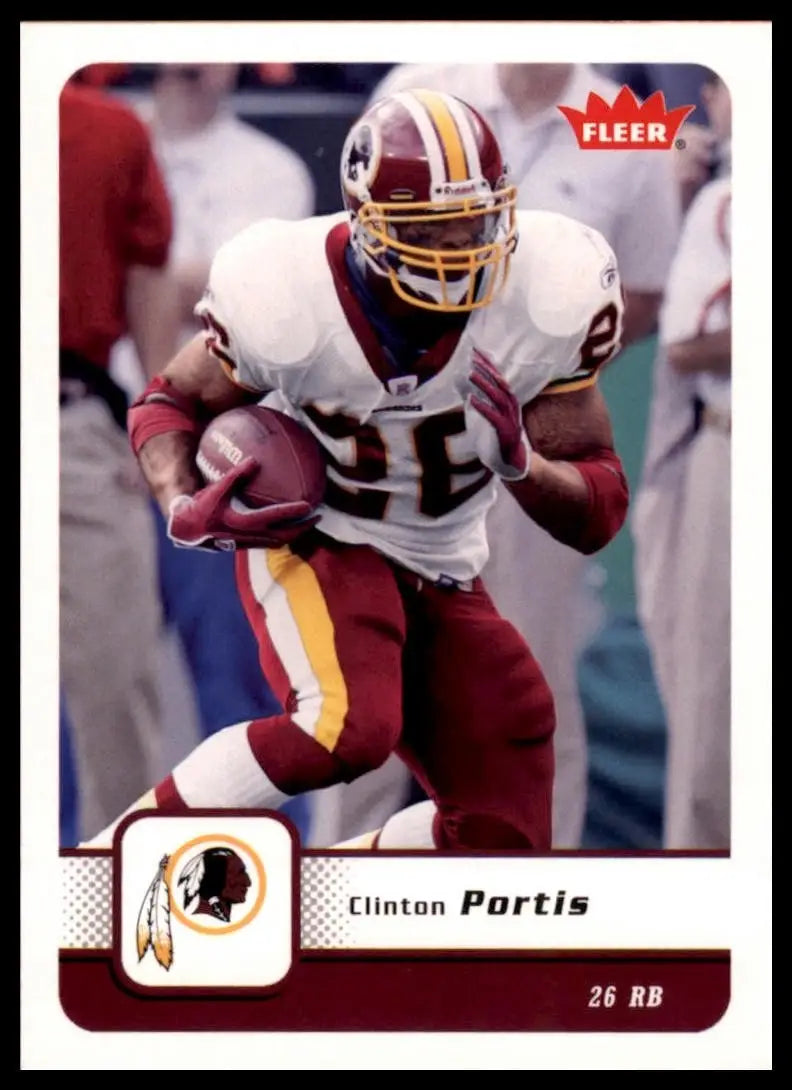 2013 Fleer football trading card featuring Clinton Portis, 26 RB, for 2006 Fleer Redskins collection