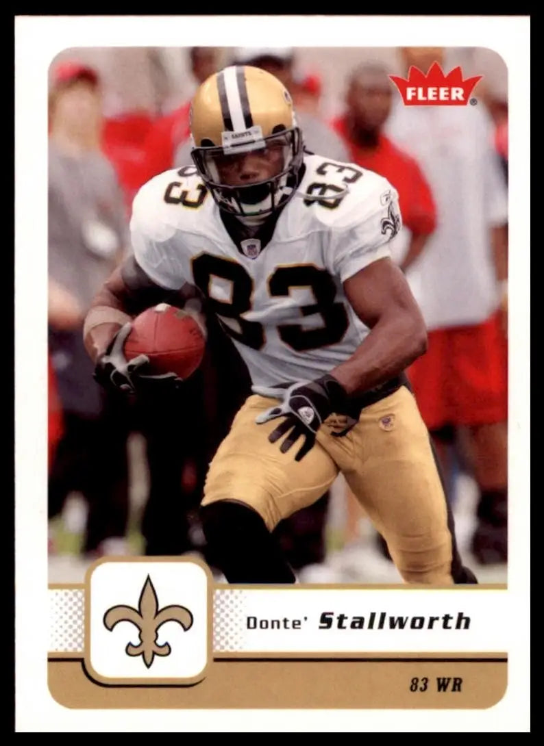 2013 Fleer Donte Stallworth NFL football card featuring him in Saints uniform