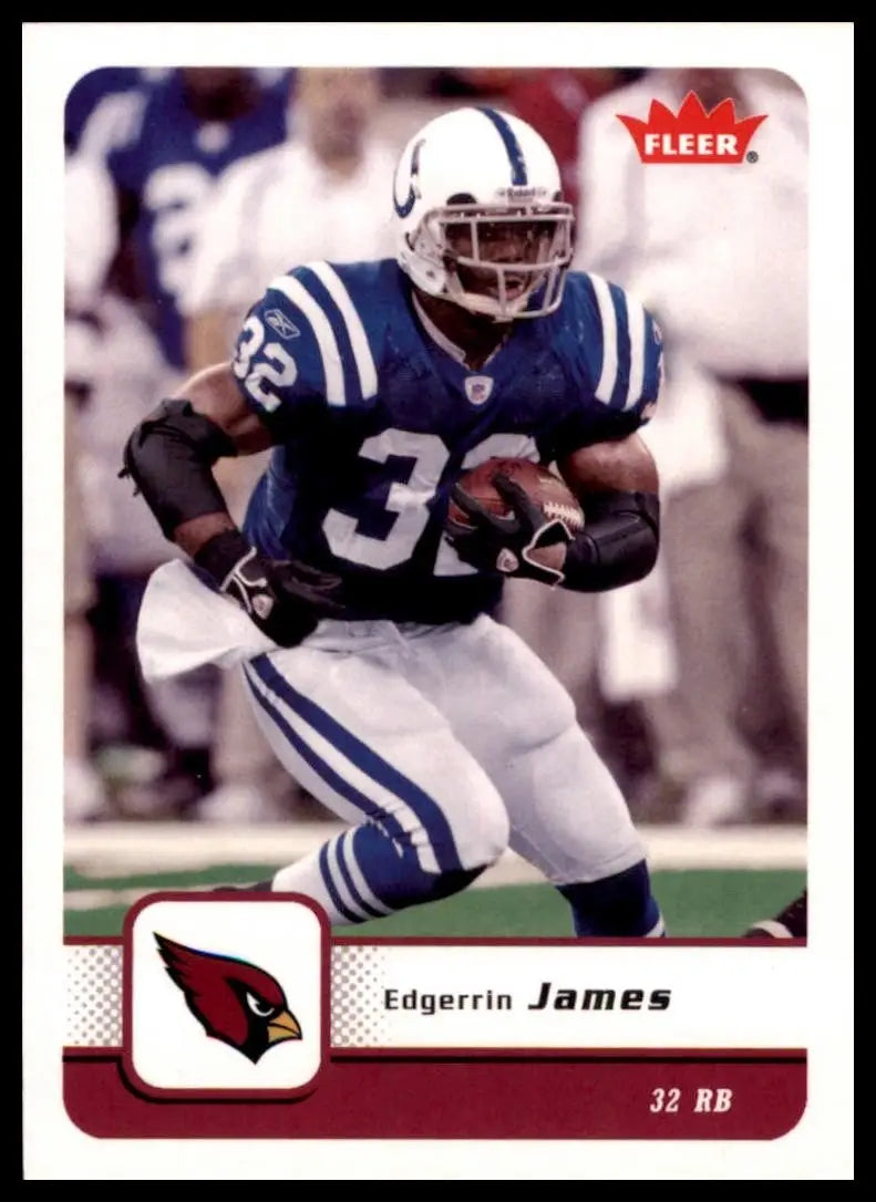 2013 Fleer football card featuring Edgerrin James in Indianapolis Colts uniform