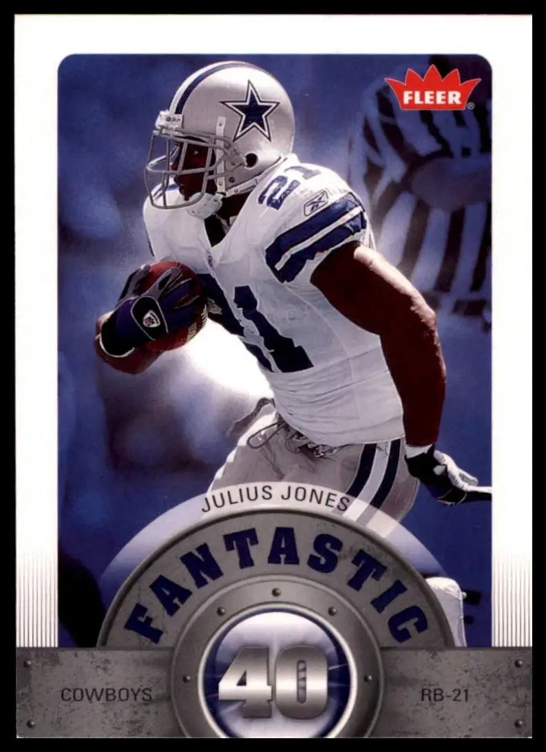 Dallas Cowboys football card featuring Julius Jones in a white uniform running on the field