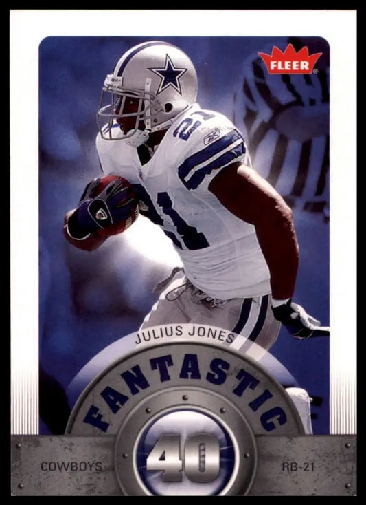 Dallas Cowboys football card featuring Julius Jones in a white uniform running on the field