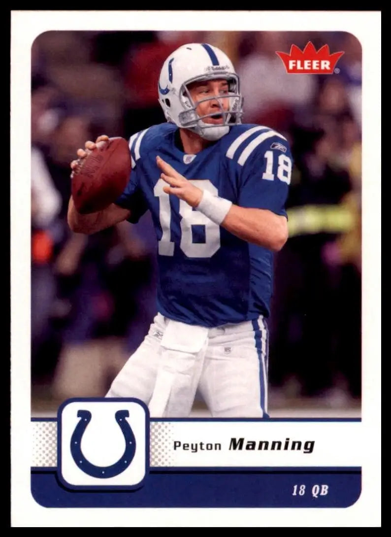 Blue and white Peyton Manning football card from 2006 Fleer Colts NFL product