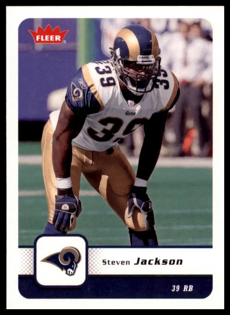 2013 Fleer football trading card featuring Steven Jackson in his St Louis Rams uniform