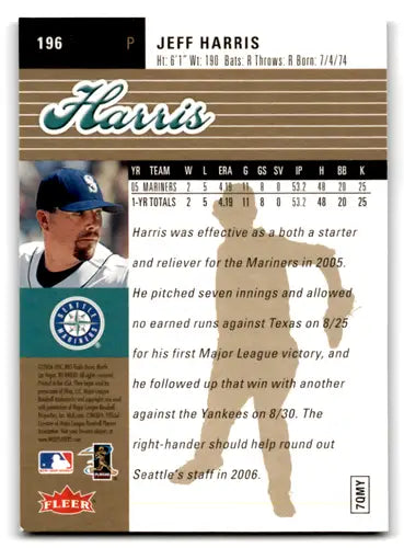 2006 Fleer Ultra Gold Medallion #196 Jeff Harris NM-MT Mariners ID:72080 - Baseball Card Single