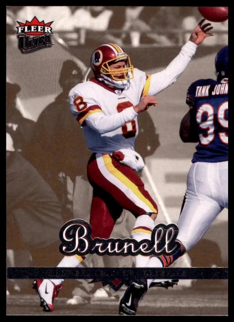 Red and white football card featuring Mark Brunell from 2006 Fleer Ultra Washington Redskins