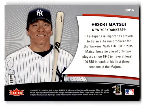 Baseball trading card featuring Hideki Matsui from Fleer Ultra RBI Kings series