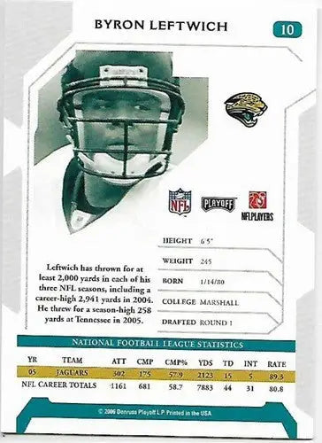 2006 Playoff NFL Playoffs #10 Byron Leftwich NM-MT - Football Card Single