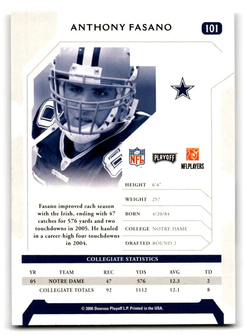 2006 Playoff NFL Playoffs #101 Anthony Fasano - Football Card Single