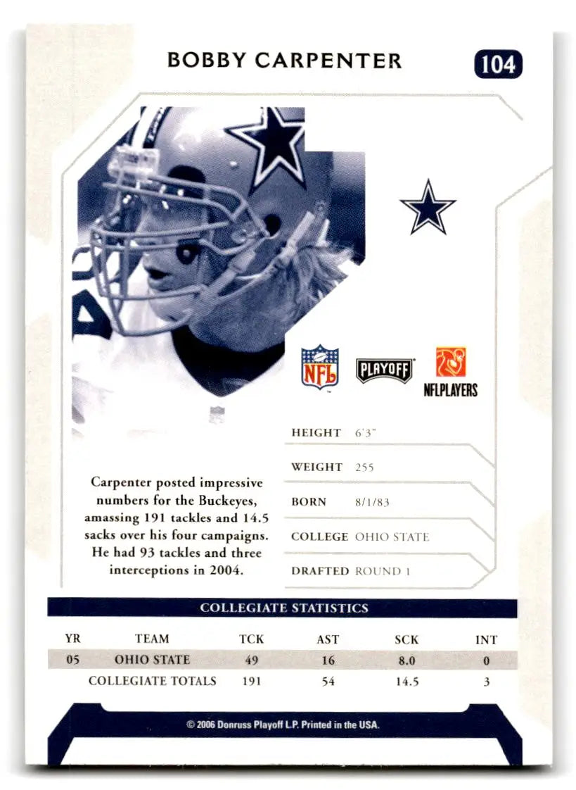 2006 Playoff NFL Playoffs #104 Bobby Carpenter - Football Card Single