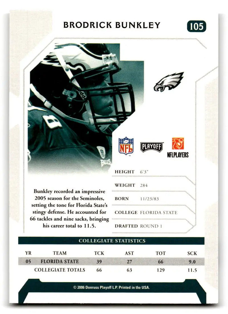 2006 Playoff NFL Playoffs #105 Brodrick Bunkley - Football Card Single