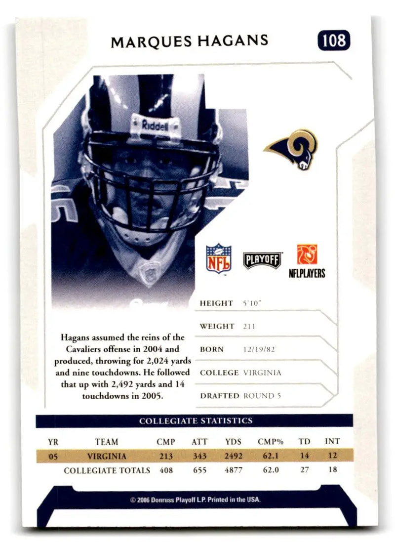 2006 Playoff NFL Playoffs #108 Marques Hagans - Football Card Single
