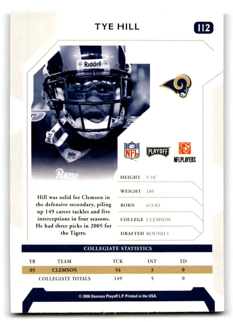 2006 Playoff NFL Playoffs #112 Tye Hill - Football Card Single