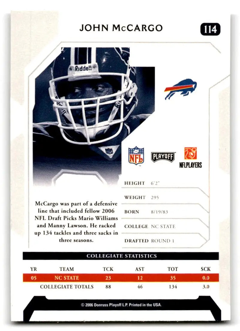 2006 Playoff NFL Playoffs #114 John McCargo - Football Card Single