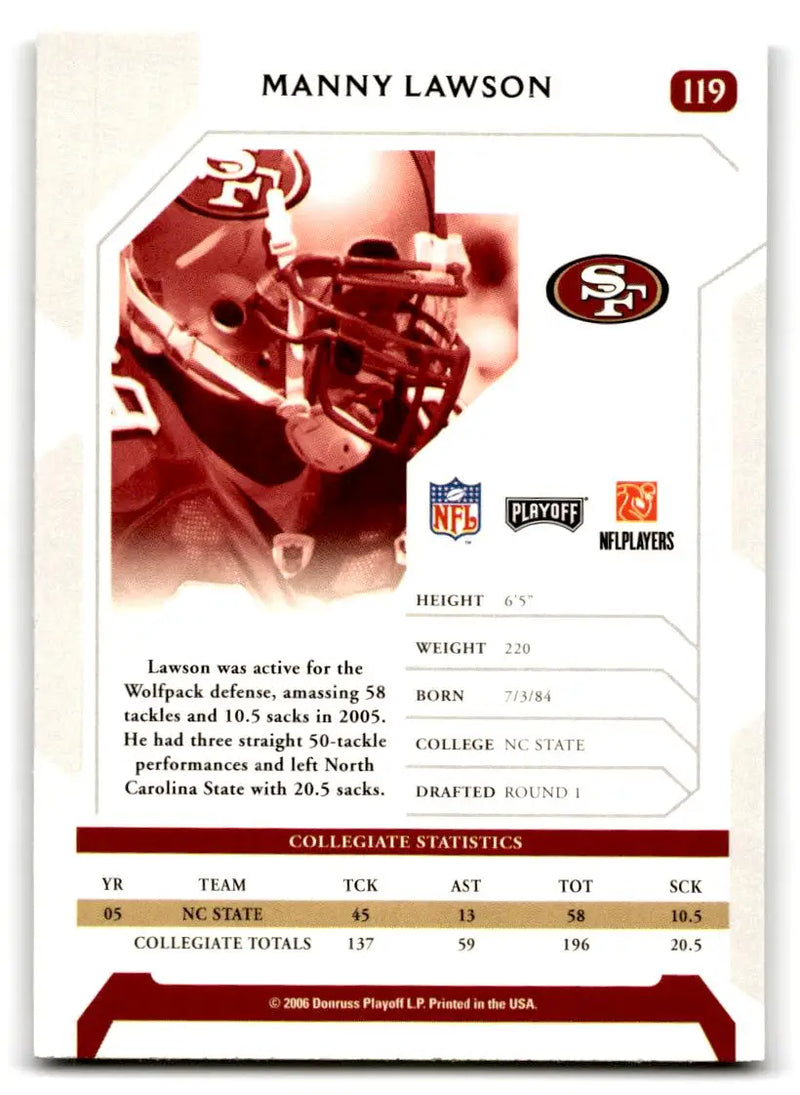 2006 Playoff NFL Playoffs #119 Manny Lawson - Football Card Single