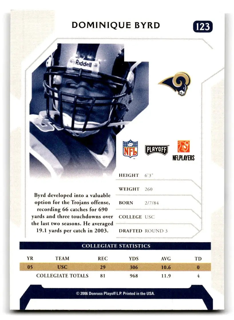 2006 Playoff NFL Playoffs #123 Dominique Byrd - Football Card Single