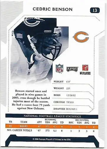 2006 Playoff NFL Playoffs #13 Cedric Benson NM-MT - Football Card Single