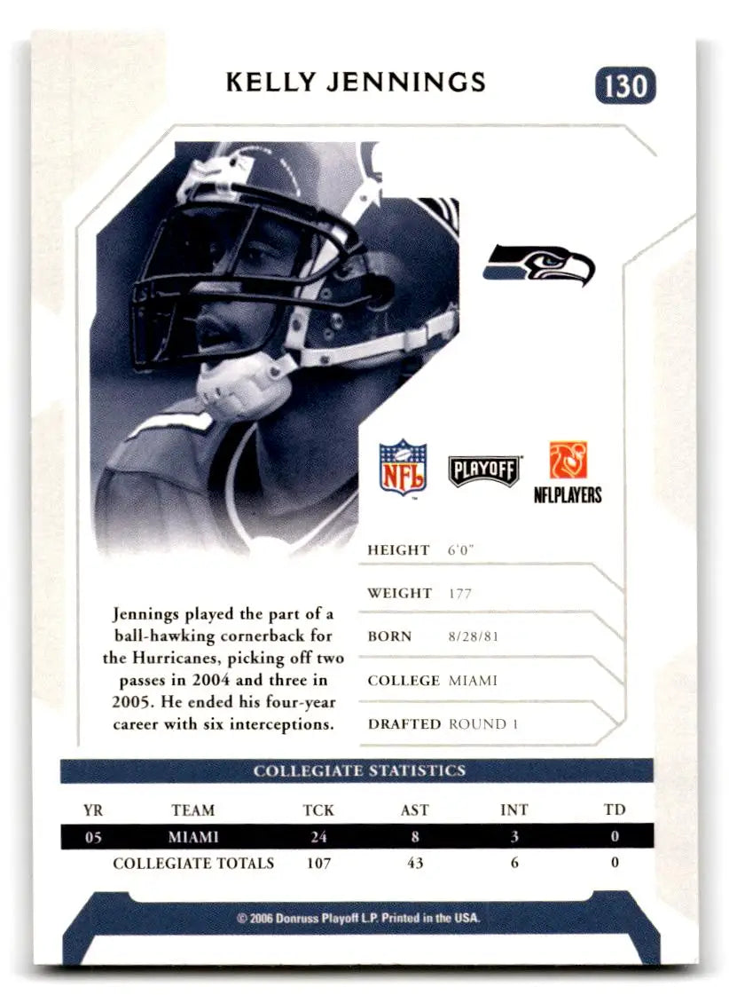 2006 Playoff NFL Playoffs #130 Kelly Jennings - Football Card Single