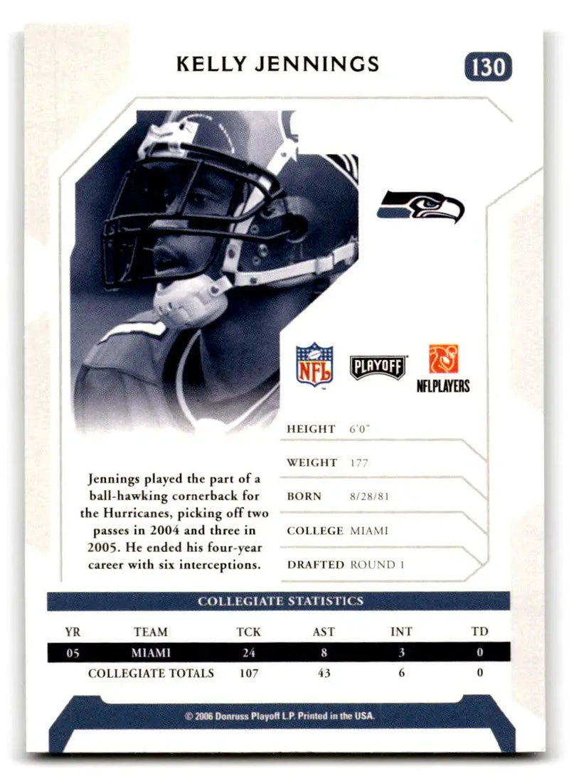 2006 Playoff NFL Playoffs #130 Kelly Jennings - Football Card Single