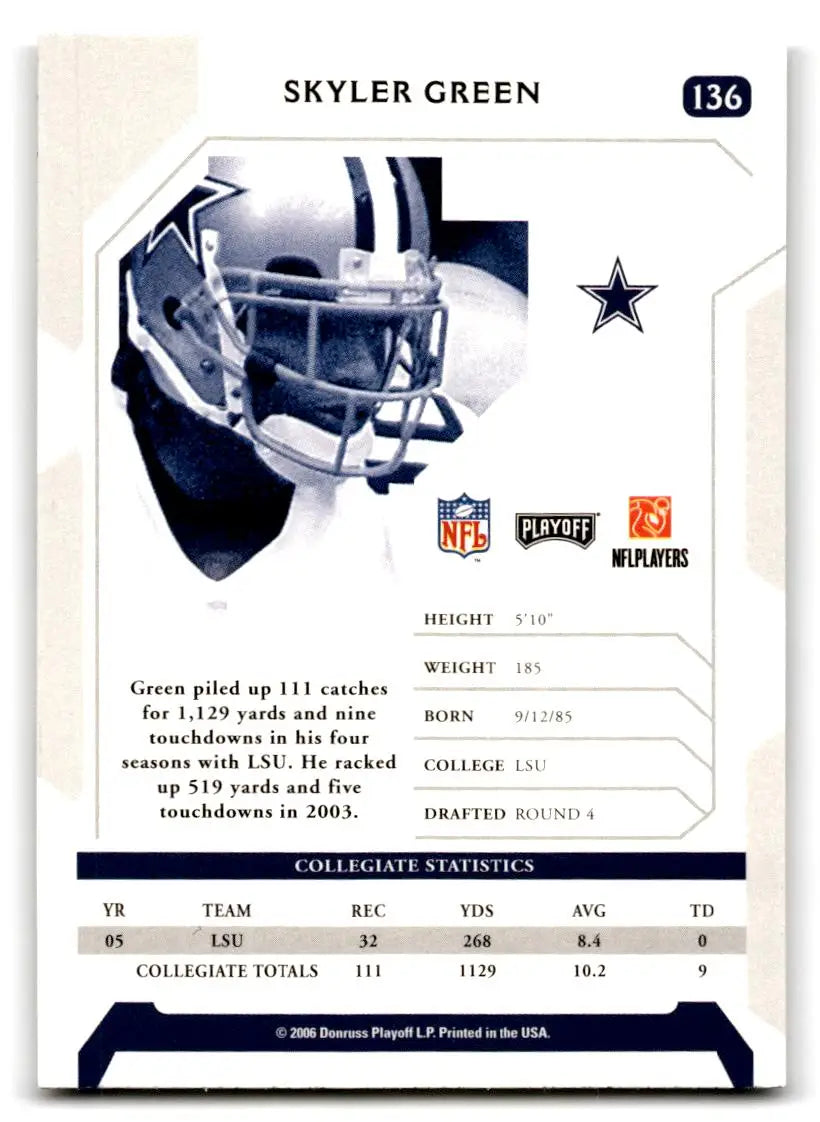 2006 Playoff NFL Playoffs #136 Skyler Green - Football Card Single