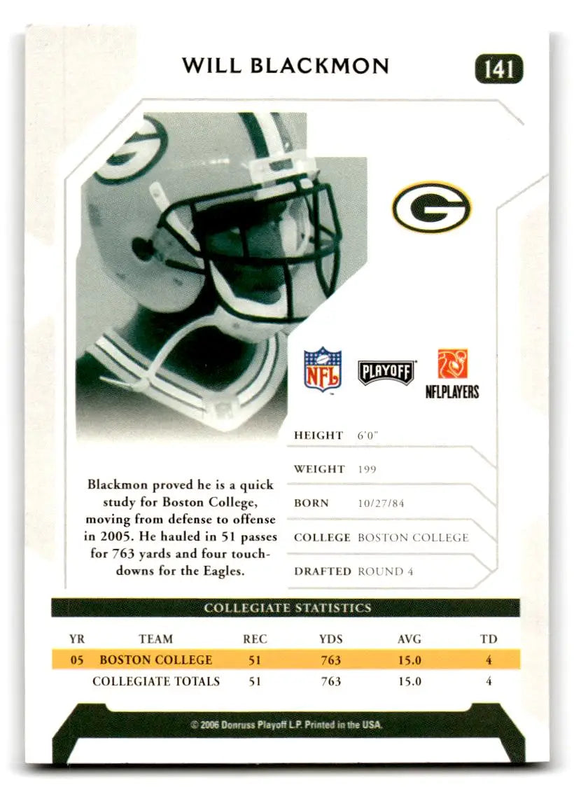 2006 Playoff NFL Playoffs #141 Will Blackmon - Football Card Single